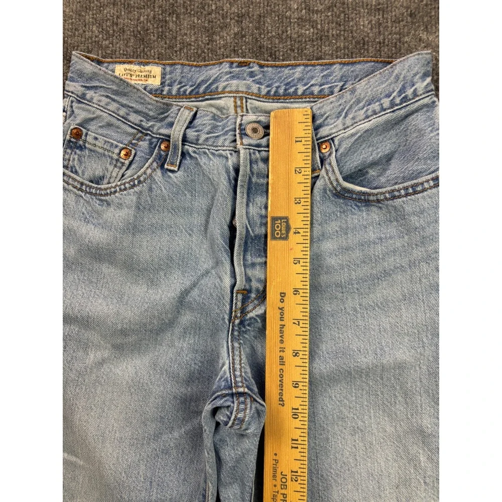 Levis 501 Jeans Womens 26 Blue Light Wash Straight Leg Raw Hem Button Fly - Picture 5 of 11